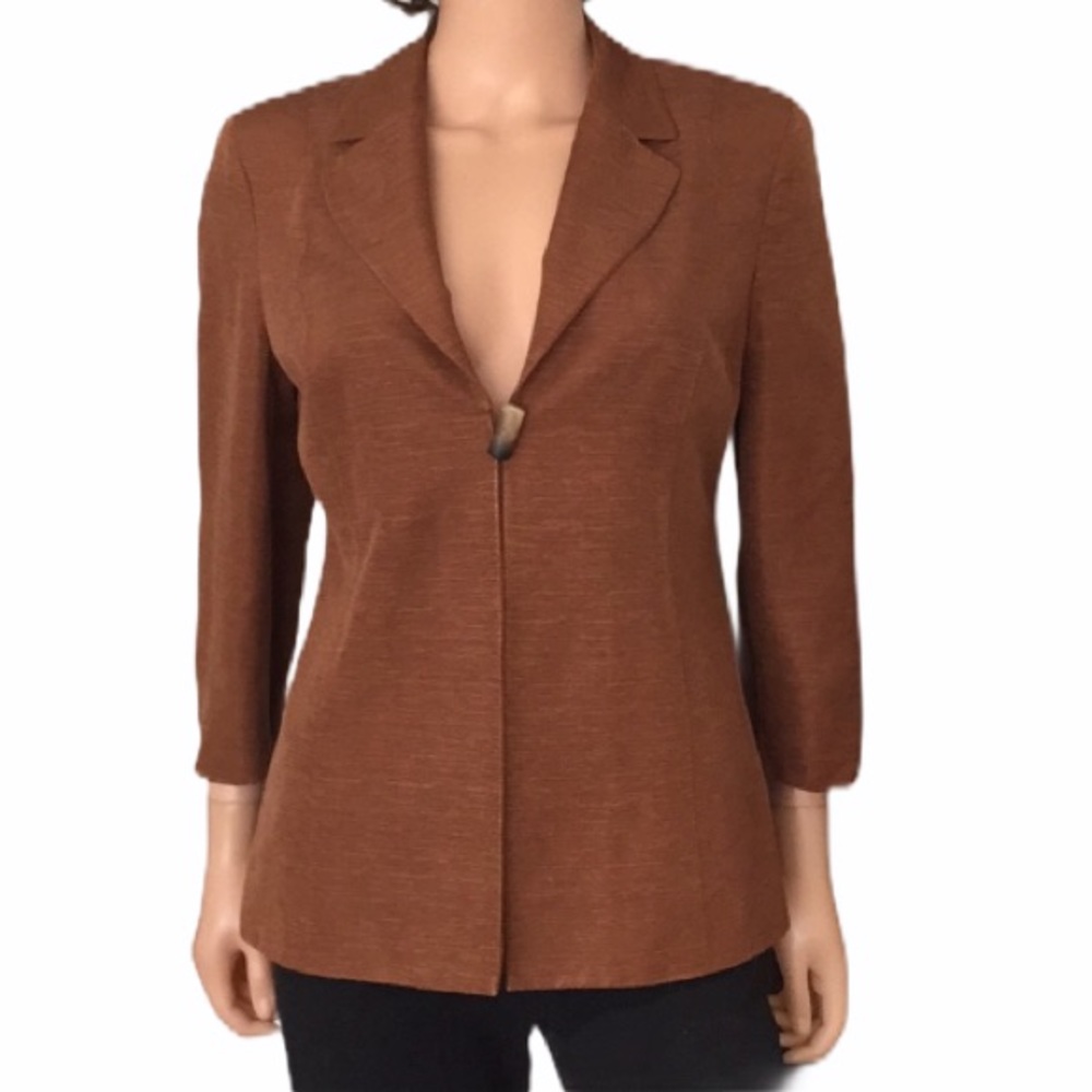 Talbots silk linen copper brown textured blazer